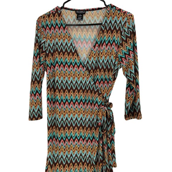 Soho Apparel Chevron Wrap Dress Size 10 Lightweight Summer Stretch RAA10427 - Picture 5 of 10